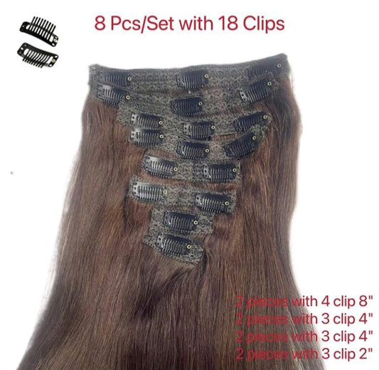 Straight Choclate Brown Clip In Extensions